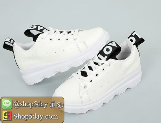 รองเท้าผ้าใบสไตล์รองเท้าผ้าใบเกาหลี น้ำหนักเบา (ขาว)