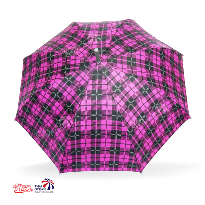 Leo ร่มยาว ออโต้-เปิด ขนาด21นิ้ว ผ้าเคลือบยูวีกันแดด ลายสก๊อต(ขายส่ง) 12 คันต่อกล่อง