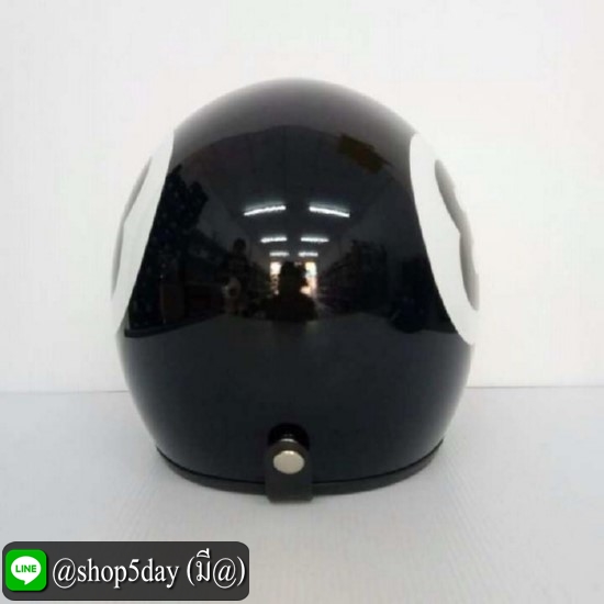 🔥AVEX หมวกกันน็อควินเทจคลาสสิค ราคาถูก รุ่นLB ลายเลข 8 สีดำเงา คิ้วดำ ผ้าดำ