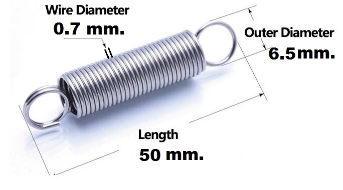 สปริงขดแบบดึง ขนาด 6.5x50 mm.Tension spring Extension spring Steel สปริงดึง สปริงเกี่ยว