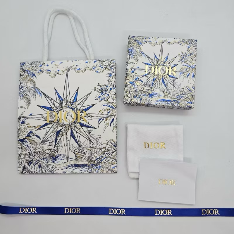 DIOR BOX | ชุดกล่องใส่เครื่องประดับดิออ ได้สินค้าครบตามรูป ลายดาวน้ำเงิน