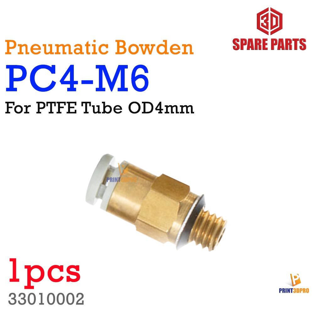 3D Spare Part Pneumatic Bowden PC4-M6 น็อตล็อกท่อนำเส้น ขนาดเกลียว M6 อะไหล่เครื่องพิมพ์ 3D
