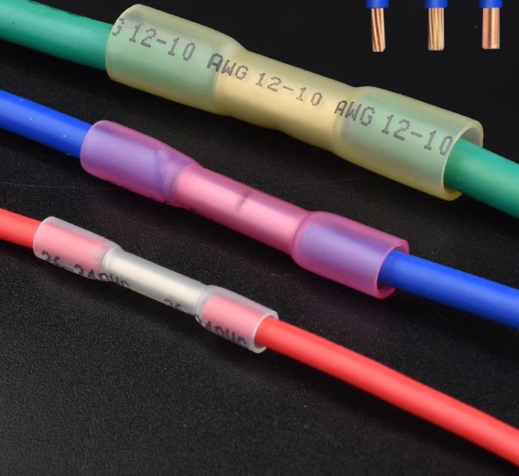 BHT5 สลิปหุ้ม(กันน้ำ) AWG 12-10 (4-6 sq.mm.) max 48A. แพ็คละ 20 ชิ้น Heat Shrink Butt Wire Connectors Waterproof Insulated Wire Cable Crimp Terminals สลิปหุ้ม ท่อหด หางปลา สลิปหุ้มต่อสายไฟ เทอร์มินอลต่อสายไฟ BHT-5