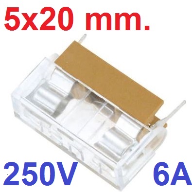 Fuse 5*20mm 6A 250V ฝาใส Transparent Glass Fuse Holder Cover Fuse 5x20 mm. PCB Board Fuse กระบอกฟิวส์