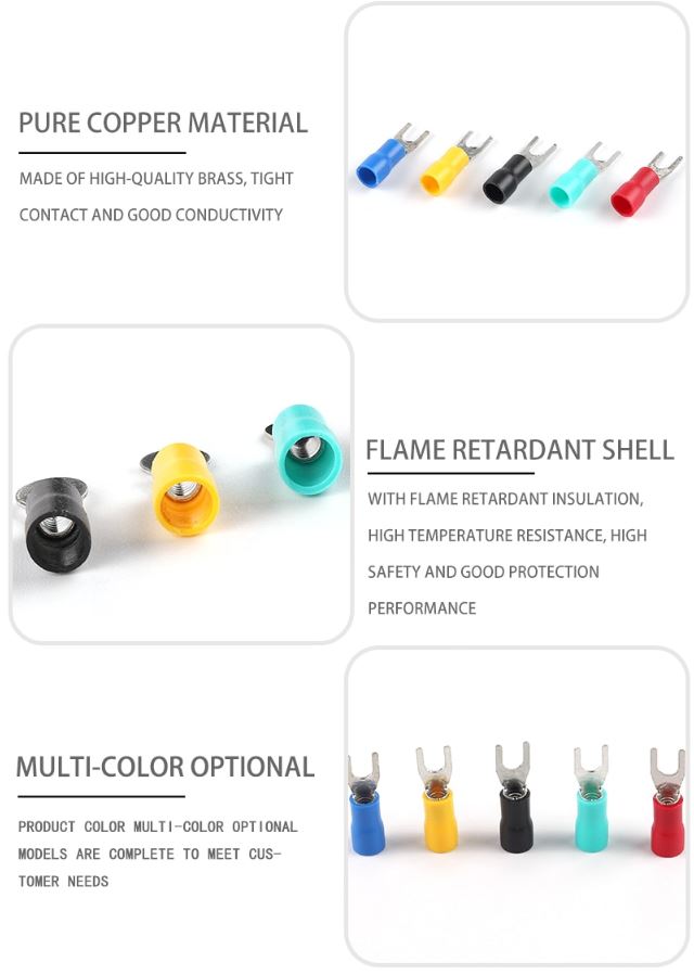 SV1.25-4 หางปลาแฉก สีน้ำเงิน แพ็คละ 20 ตัว SV Series Crimp Terminal Fork Spade Wire Connector Copper Insulated Forked SV1.25