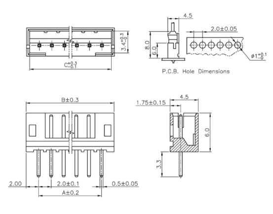 JST PH2.0 mm. ขาตรง 3 ขา connector 3Pin Pitch 2.0 mm. straight Terminal Male Plug socket PCB connector ขั้วต่อคอนเน็กเตอร์ ตัวผู้
