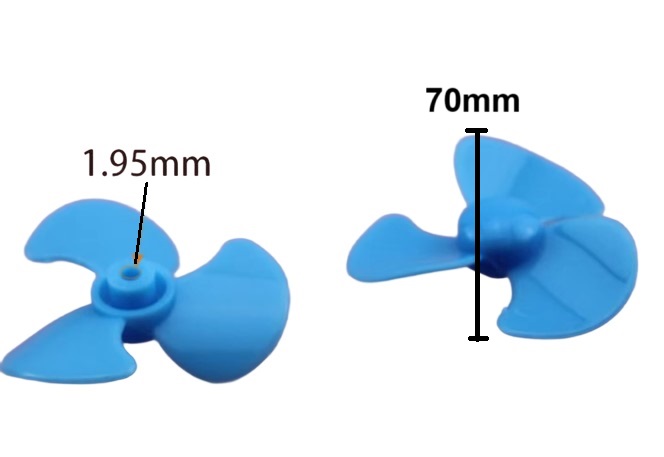 Blue Mini 70 มม. 3-Blade Plastic Propellers with 1.95 mm Hole for Toys Model