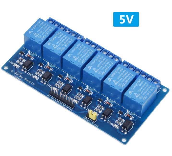 Relay 6 Channel 5V Relay Module Board Shield with Optocoupler Support High and Low Level Trigger for Arduno รีเลย์ 6ch