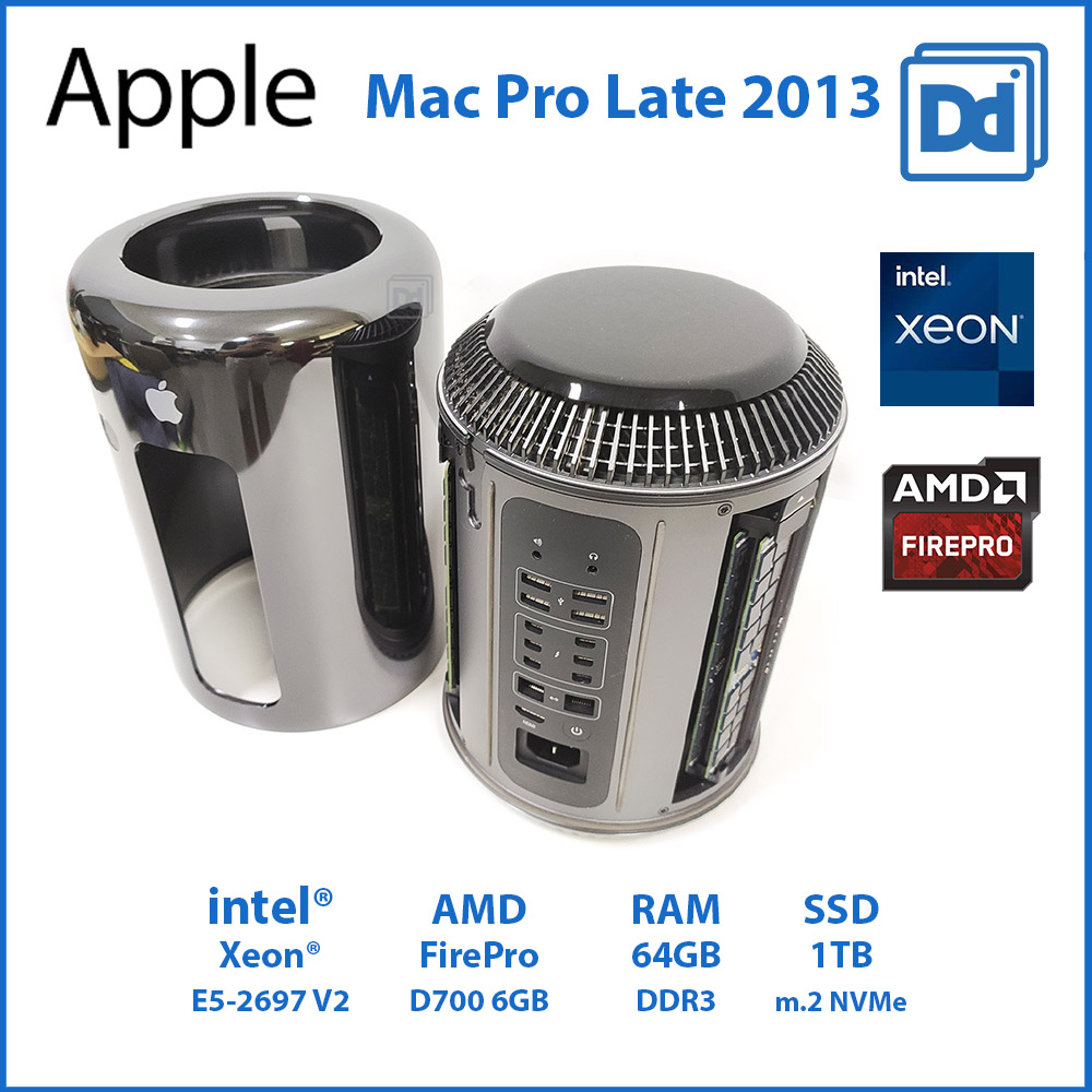 Mac Pro Late 2013 CPU intel 12core /24 Threads AMD FirePro D700 6GB RAM 64GB SSD 1TB