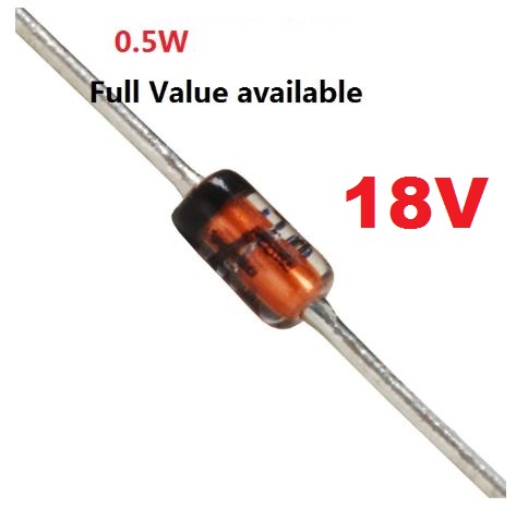 ซีเนอร์ไดโอด 18V 1/2W zener diode (0.5W) (500mW) DO-35