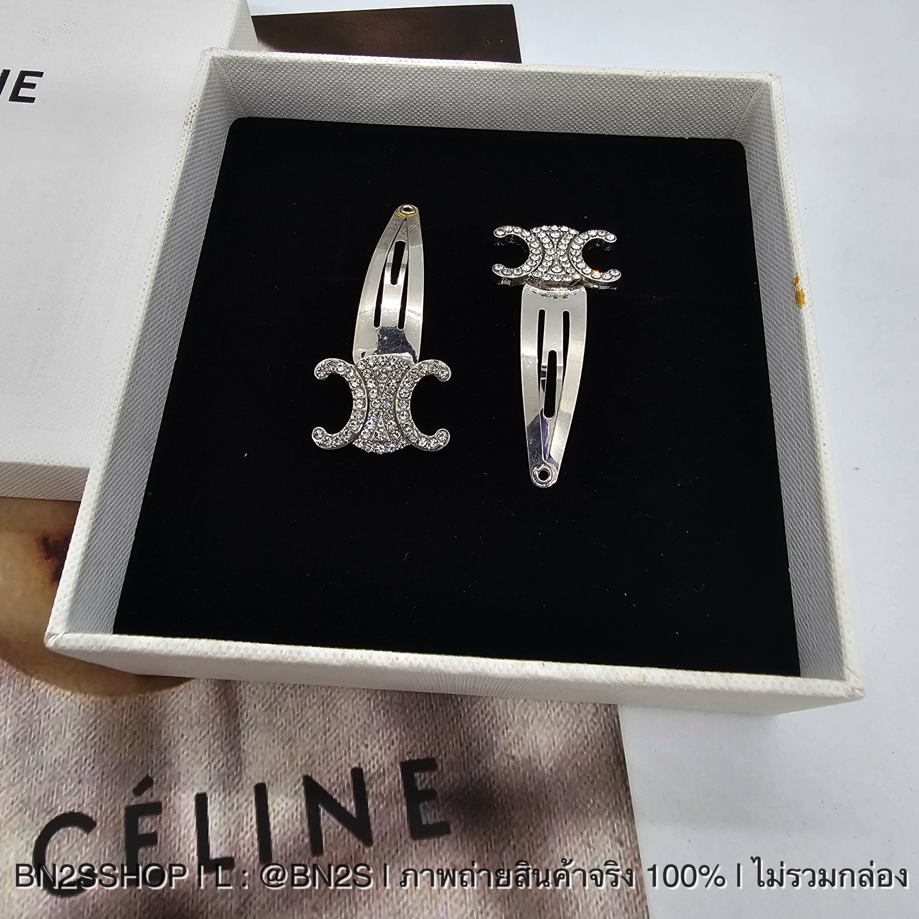 สีทอง | CELINE SNAP HAIR CLIP กิ๊บซีลีนตัวจิ๋ว หน้าเพชร งานคู่ 1 คู่ 2 ชิ้น