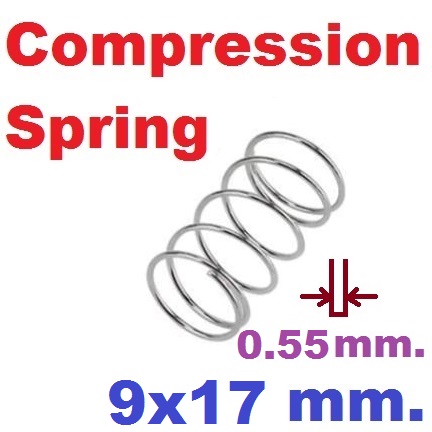 สปริงขดแบบกด ขนาด 9x17 mm. Compression Spring Pressure Spring Steel สปริงกด สปริงดัน