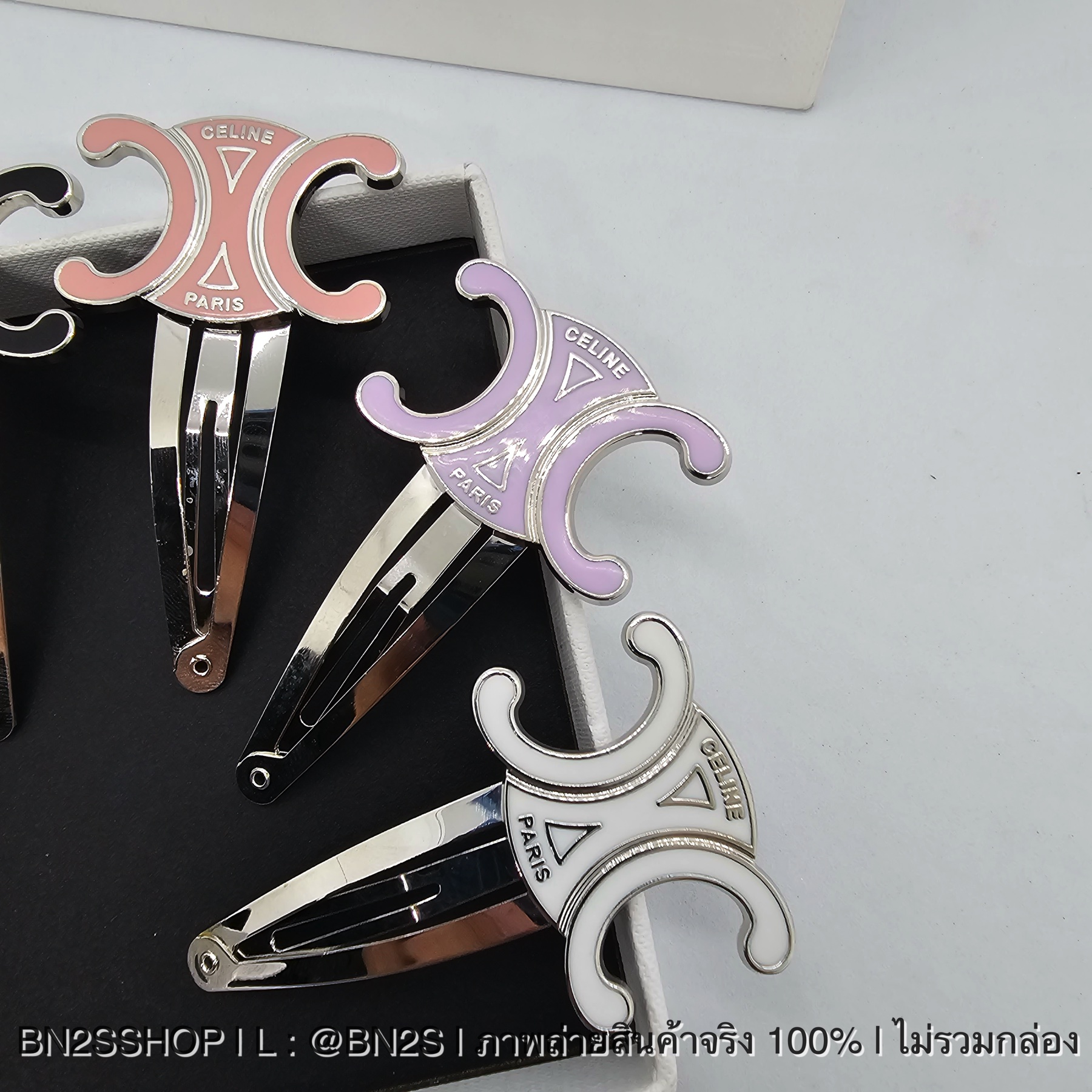 สีชมพู | Celine Snap Hair Clip กิ๊บซีลีน งานปั๊มแบรนด์ หน้า หลัง ลงสี งานสวย 1:1