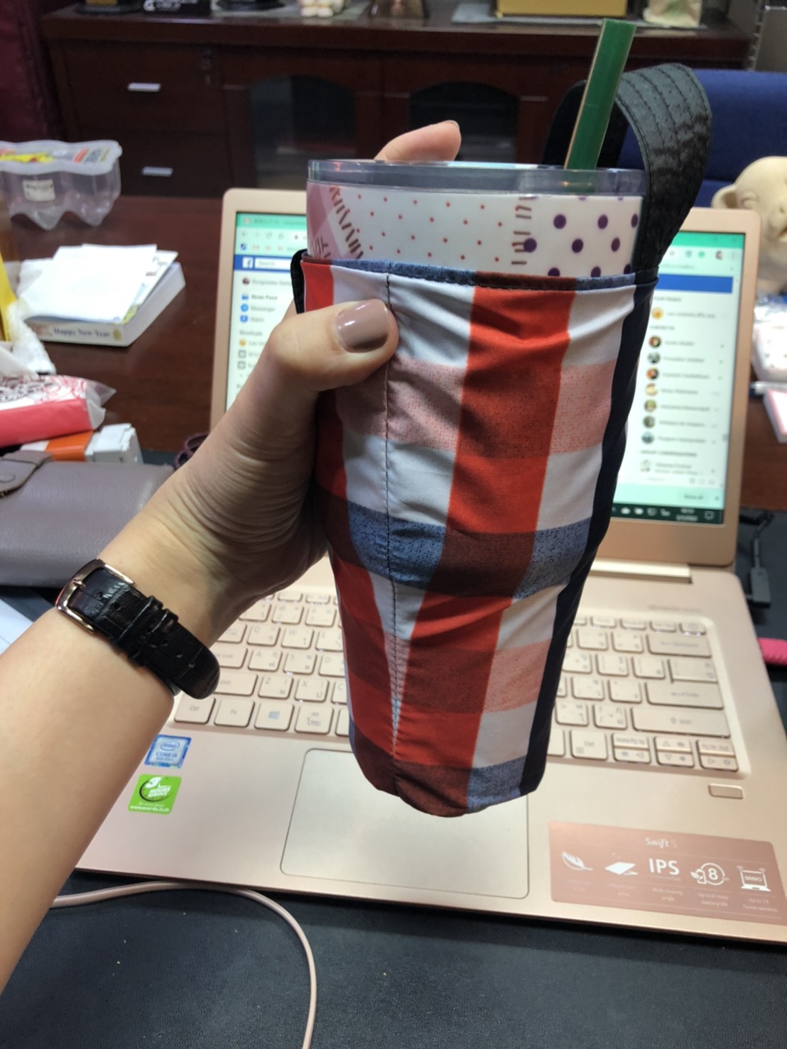 Leo ถุงผ้าร่ม ใส่แก้วเยติ (สายสีดำ)