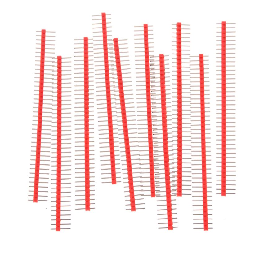 ก้างปลา สีแดง 40 Pin 2.54 mm. 1x40 Single Row Male Breakable Pin Header Connector Strip For Arduino