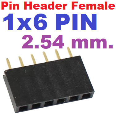 Pin Header Female 1x6 Pin Single Row Pitch 2.54mm High 8.5 mm. Straight pin