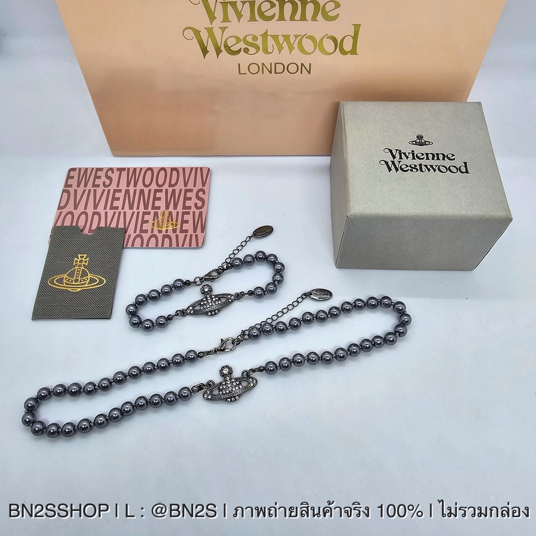 สร้อยข้อมือ | Vivienne Westwood Mini Bas Chocker สร้อยแขนวิเวียน จี้ดาวเสาร์ฝังเพชร สีดำ