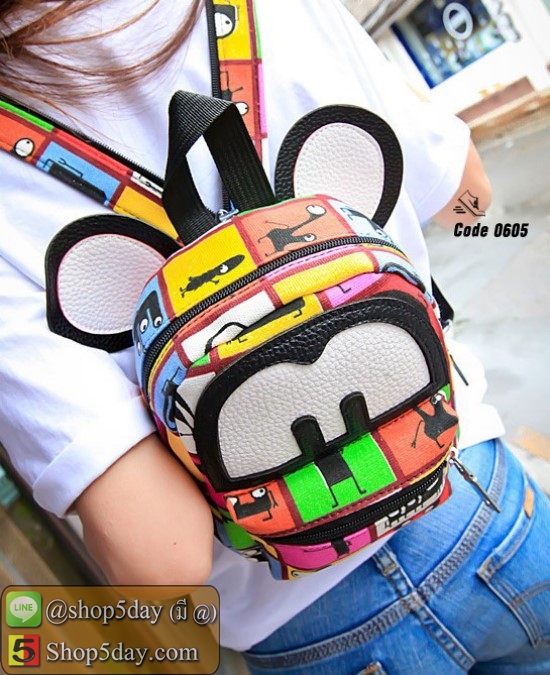 กระเป๋าสะพายผ้าใบ Mickey (ลายสีสัน)