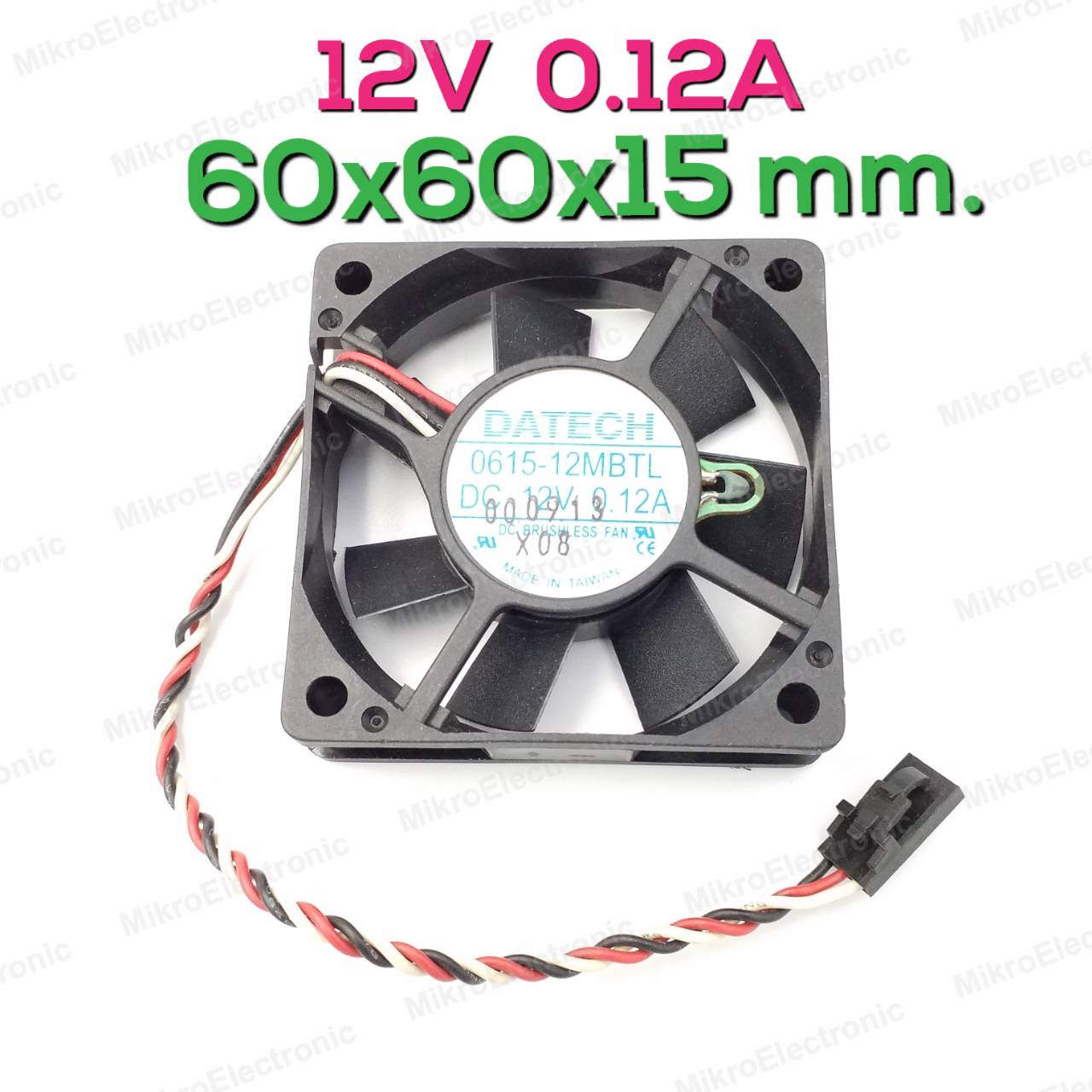 DC 12V 0.12A 60x60x15 (6015) 0615-12MBTL DC Brushless พัดลมระบายความร้อน Cooling Fan Thermal Control with Heat Sensor DATECH