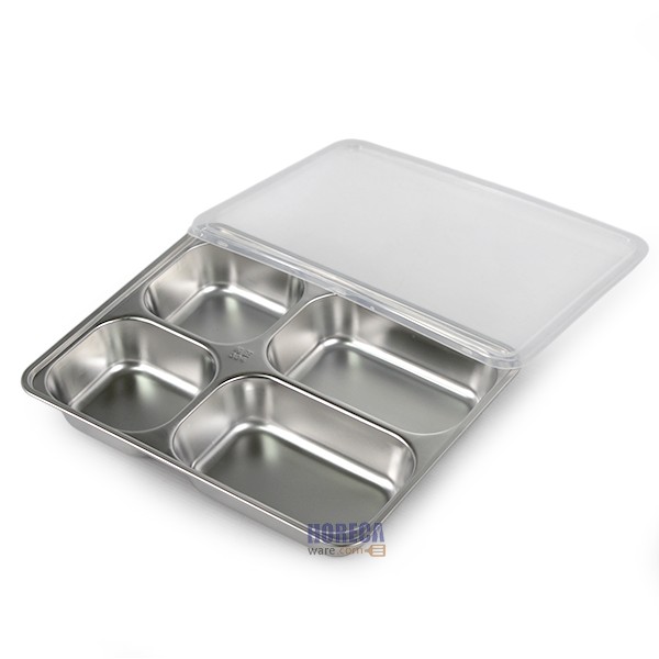 ถาดหลุมเหลี่ยม 4 ช่อง SUS304 ฝาพลาสติก 22x28x4.5ซม ตราโฟโฟ้