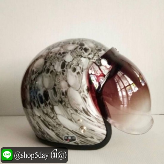 🔥ALTRAX หมวกกันน็อคทรงวินเทจ ราคาถูก รุ่น SKULL KING พร้อมชิวBUBBLE สีทูโทน