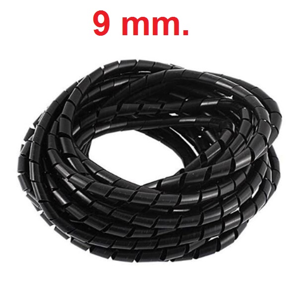 ไส้ไก่ 9มม. แบ่งขายเป็นเมตร พันสายไฟ เก็บสายไฟ รัดสายไฟ Spiral Wrapping 9mm. PWB-09