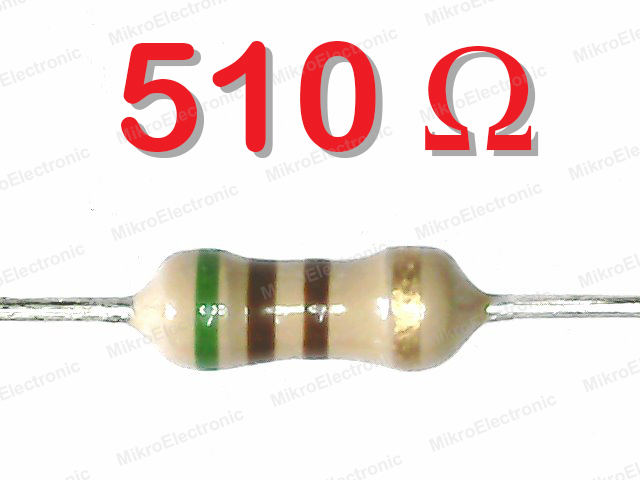 ตัวต้านทาน 510 โอห์ม 1/4W 5% แพ็คละ 10 ตัว 510R 0.25W Carbon Film Fixed Resistor 510R