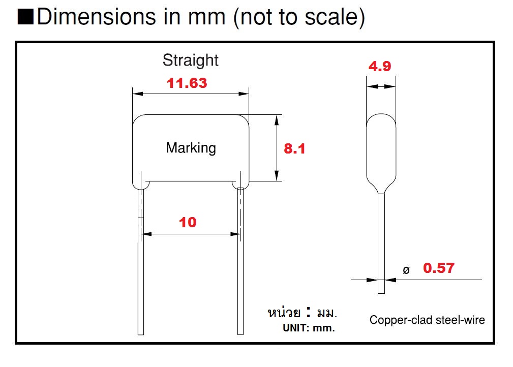 68nF(0.068uF) 630Vdc ±5% Pitch 10mm Metallized Polyester Film Cap ตัวเก็บประจุ คาปาซิเตอร์ แบบฟิล์มโลหะ