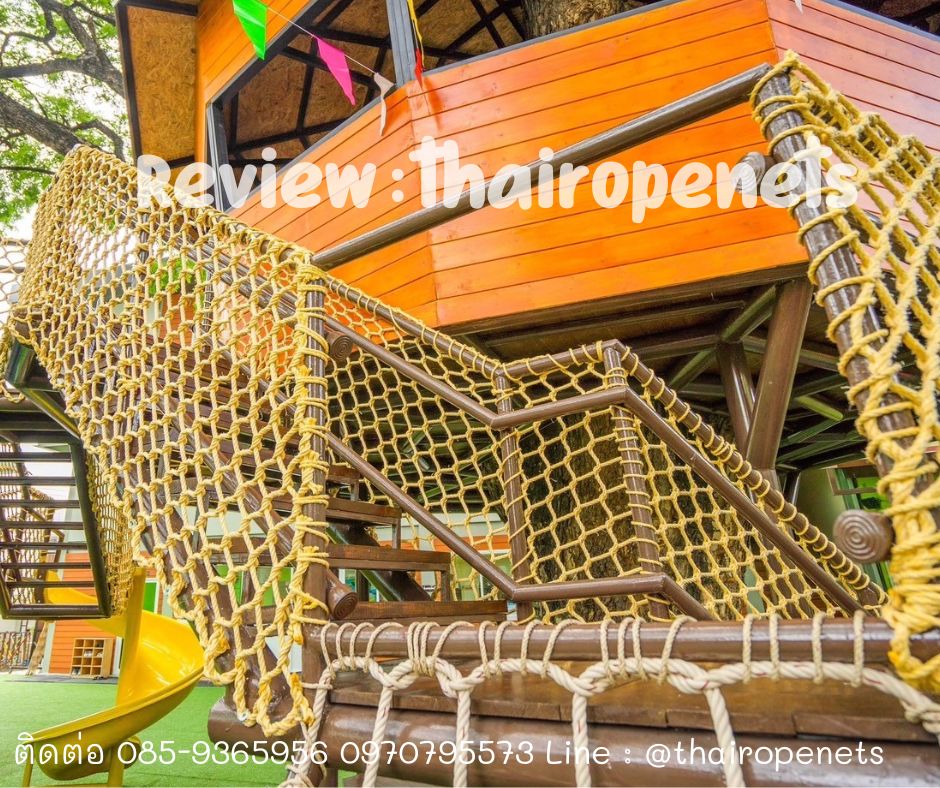 ตาข่ายกันตกราวบันได Stair railing protection net ตาข่ายเชือกมะนิลาเทียมถัก ใช้งานกลางแจ้ง ไม่มีรา ไม่ดำ พร้อมใช้งาน