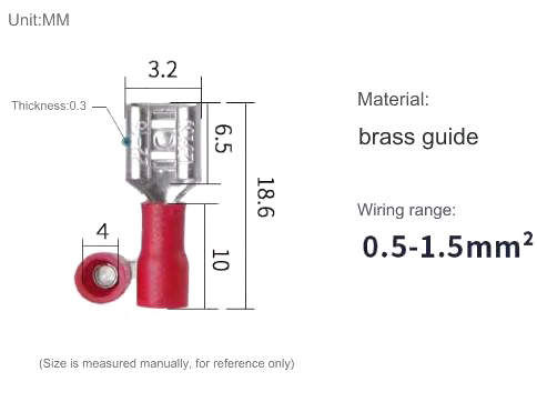 หางปลา FDD1.25-110 สีแดง สำหรับสายไฟ 0.5-1.5 mm2 (22-16 AWG) 300V แพ็กละ 20 ตัว Crimp Terminal หางปลาเสียบ FDD1-110 ตัวเมีย