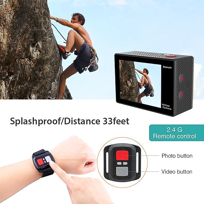 กล้อง EKEN H9R 4K Action Camera เป็นกล้องมีความละเอียดสูง 4K มาพร้อมกับ รีโมทไร้สาย Remote 2.4G ใช้งานได้ไกล 10 เมตร