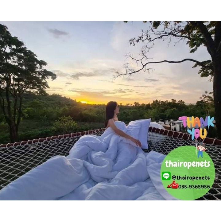 ตาข่ายคาเฟ่ รุ่น Premium ตาข่ายรีสอร์ท เปลตาข่ายในสวน เปลตาข่ายริมสระว่ายน้ำ ติดตั้งง่าย แถมฟรีเชือกมัดโครงเปลตาข่าย