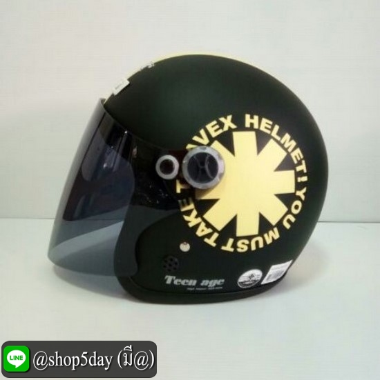 🔥หมวกกันน็อค TEENAGE สีดำด้านตัดเหลือง