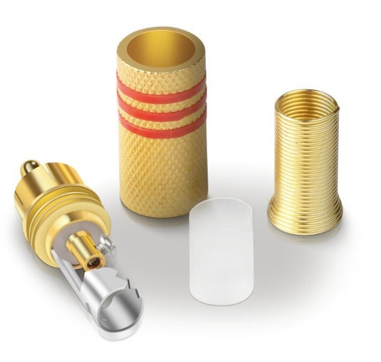 เเจ็ค RCA ตัวผู้ แถบดำ ชุบทอง Gold-Plated Lotus AV Audio Video Plug Wobbler RCA Plug Welding Connector