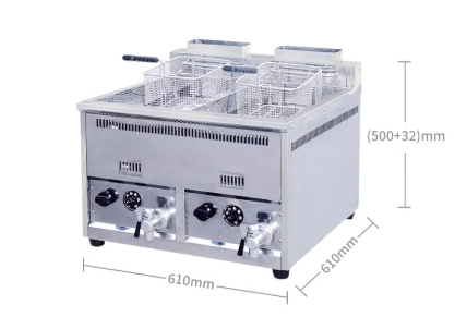 หม้อทอดไฟฟ้าเชิงพาณิชย์ Jaster เครื่องทำไก่ทอดและเฟรนช์ฟรายด์อเนกประสงค์แบบสองเตา