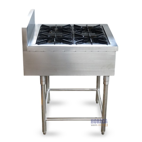 เตาฝรั่ง 4หัว KB4 หน้าเหล็กหล่อ แบบท่อต่อแก๊ส เกรด201 70x75x85+ปีก15 แมสเตอร์แวร์