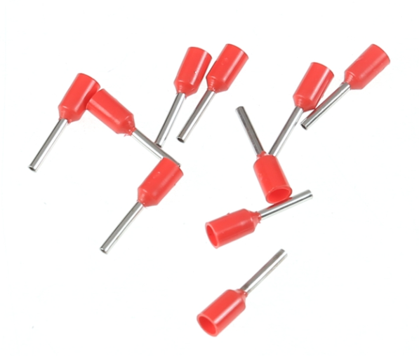 หางปลาคอร์ดเอ็น CORD END หางปลาเข้าสายไฟหางปลาเดี่ยว แพ็คละ 100 ตัว หางปลาคู่ E0508 Tube-type terminal block copper tinned cold pressed wire ear flame retardant European style pin