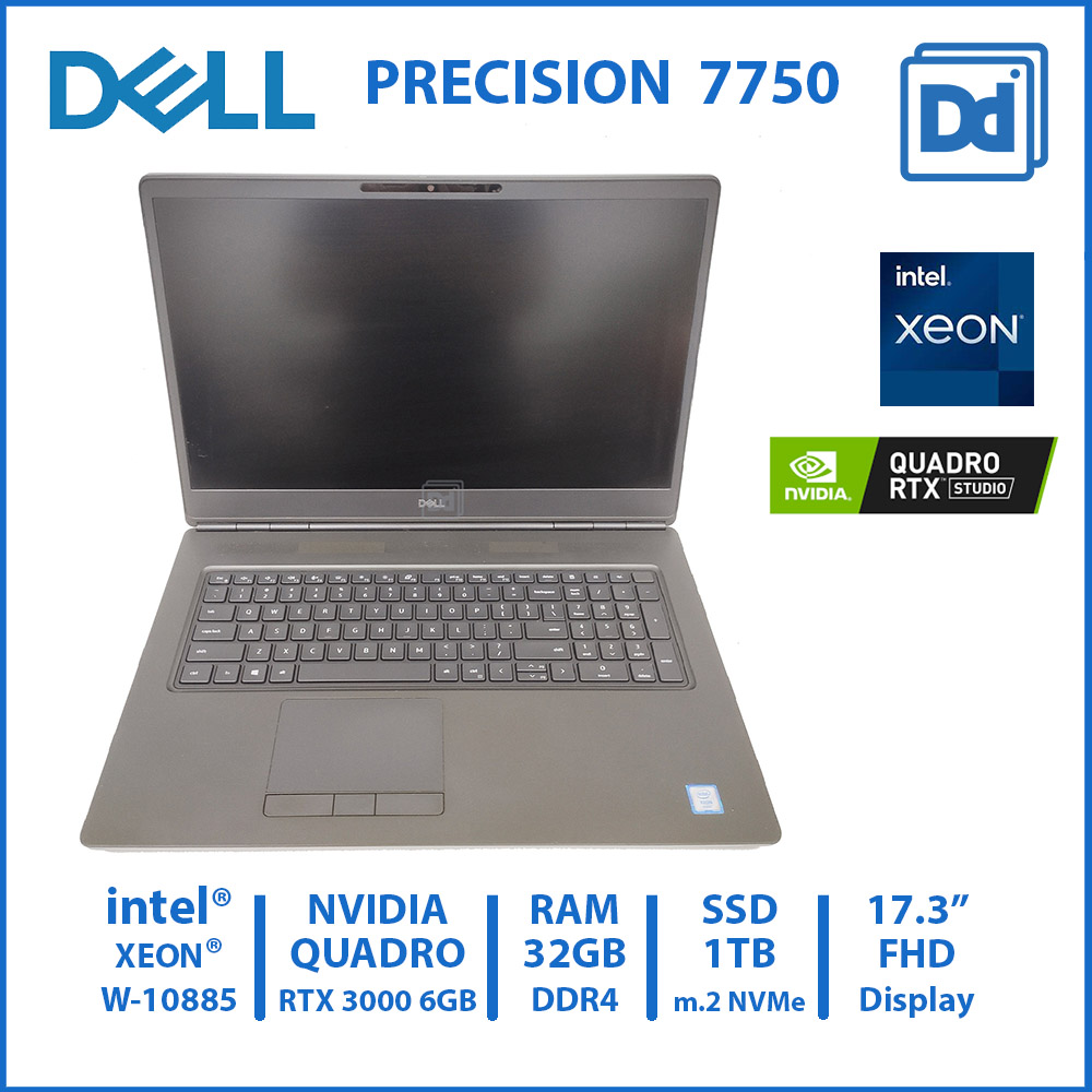 DELL PRECISION 7750 INTEL XEON W-10885 NVIDIA Quadro RTX3000 6GB RAM 32GB NVMe 1TB USED 1 โน๊ตบุ๊คทำงาน