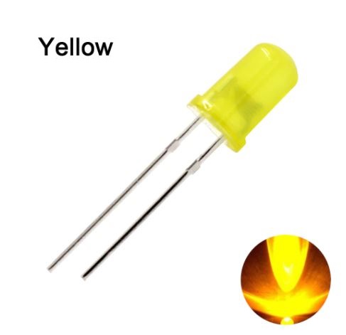 หลอด LED 5mm สีเหลือง แบบขุ่น 4000-5000mcd Yellow LED Diode Round Diffused Yellow Color Light Lamp