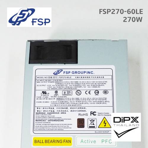 Power supply 1U FSP 270W (FSP270-60LE) 24pin, 4pin+4pin, 6pin+2pin, 2molex, 3sata (New)