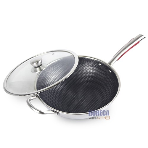 กระทะด้ามสแตนเลสเกรด 316 ขนาด 32ซม. แบบนอนสติ๊กไม่ลอก กันขีดข่วน โกโก