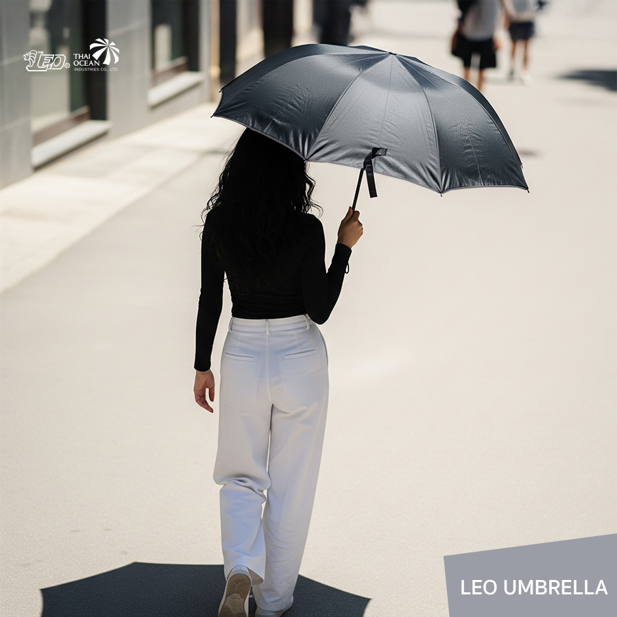 Leo ร่มพับ 2 ตอน สีพื้น เข้ากับชุดง่าย ผ้า BLack Uv กันรังสีUV 99% ขนาด 20 นิ้ว พอดีตัว พกพาสะดวก