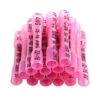 BHT1.25 สลิปหุ้ม(กันน้ำ) AWG 22-16 (0.5-1.5 sq.mm.) max 19A. Heat Shrink Butt Wire Connectors Waterproof Insulated Wire Cable Crimp Terminals สลิปหุ้ม ท่อหด หางปลา สลิปหุ้มต่อสายไฟ เทอร์มินอลต่อสายไฟ BHT-1.25