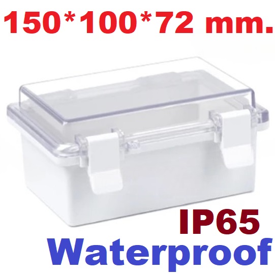 กล่องพลาสติกกันน้ำ 150*100*72 mm. ฝาใส เนื้อหนาแข็งแรงทนทาน Flip-top waterproof box Buckle style ABS new material waterproof IP65 plastic electrical junction box control panel box กล่องกันน้ำ