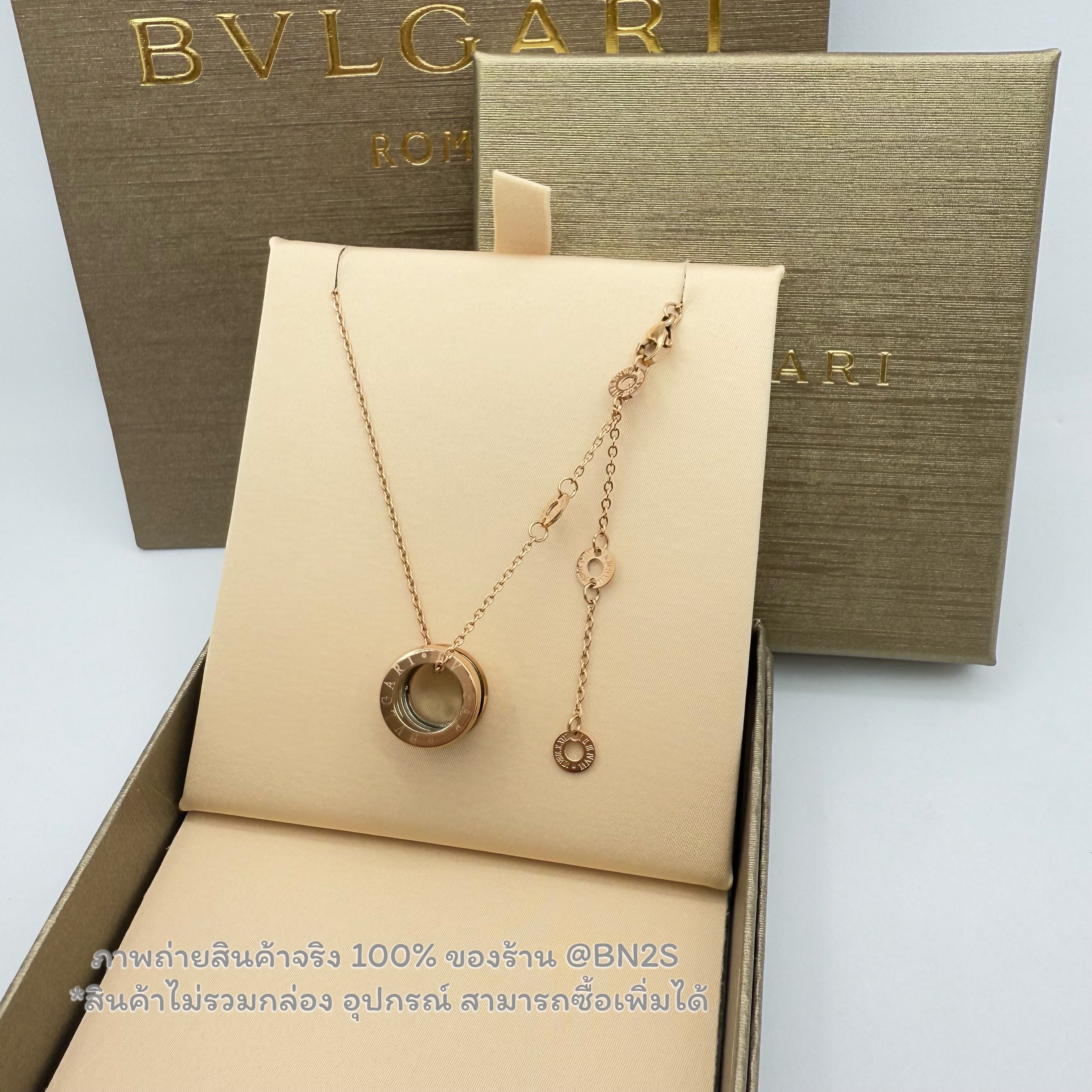 สีโรสโกลด์ BVL B.ZERO1 NECKLACE สร้อยคอบูการี จี้ร๊อคเก็ตวงกลม อะไหล่ทอง-เงิน-โรสโกลด์ ปั๊มแบรนด์ พร้อมส่งในไทย แบบเดียวกับลิซ่าใส่ สำเนา สำเนา สำเนา