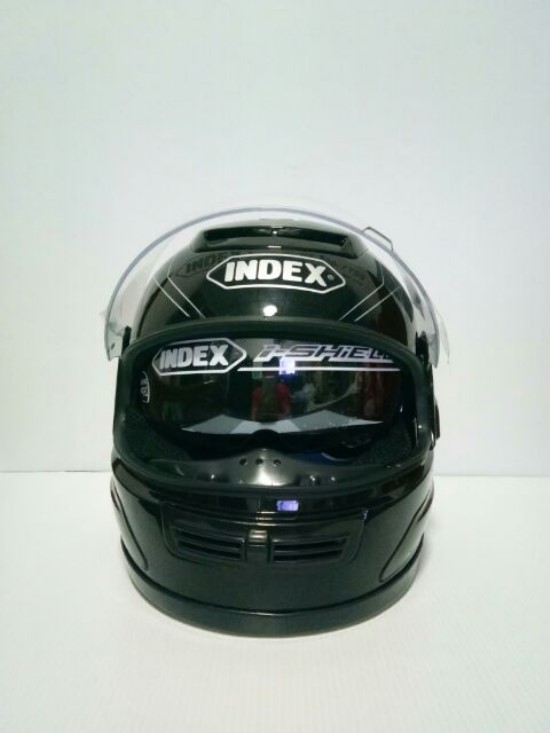 หมวกกันน็อค INDEX รุ่น 811 (i-shield) แว่นสองชั้น สีดำเงา