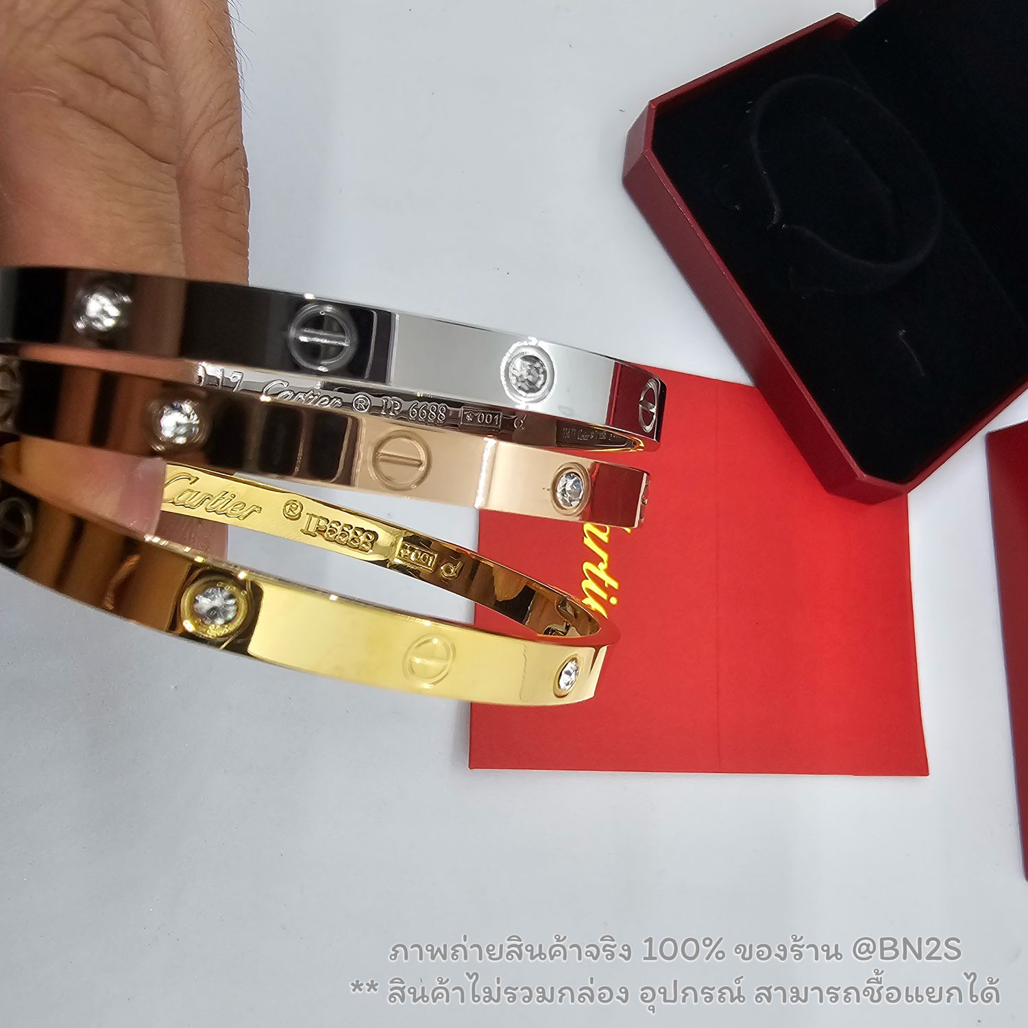 สีเงิน | กำไลคาเทีย CARTIER LOVE BRACELET WITH DIAMONDS ขนาด 4/6 มม. สีเงิน ทอง พิงค์โกลด์ กำไลสลับเพชร รุ่น เลิฟ งานสวย ปั๊มด้า =