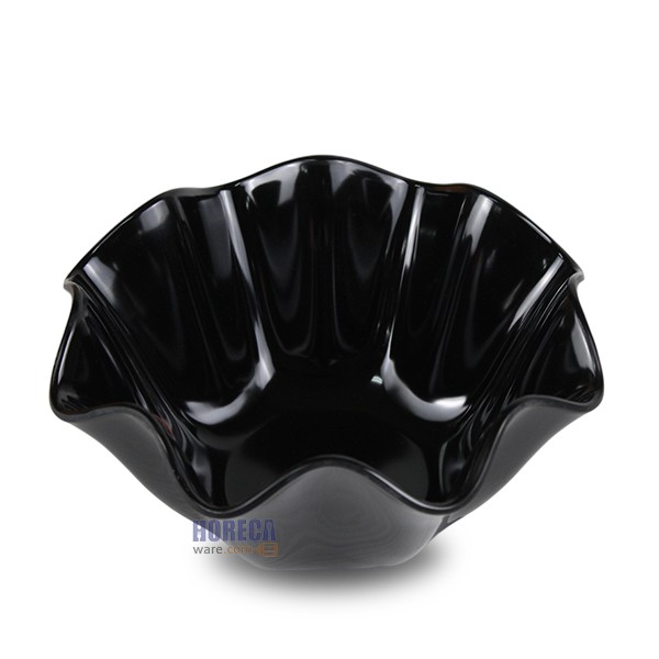 Flower-shaped scalloped edge bowl, 8.5 inches, black, Figure brand