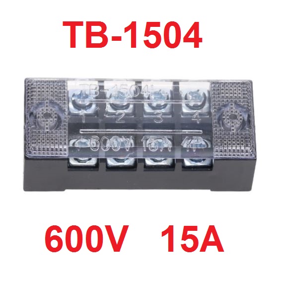 TB-1504 เทอร์มินอล บล็อก 600V 15A TB Series 4 Positions Ways Dual Row Barrier Screw Terminal Block Wire Connector