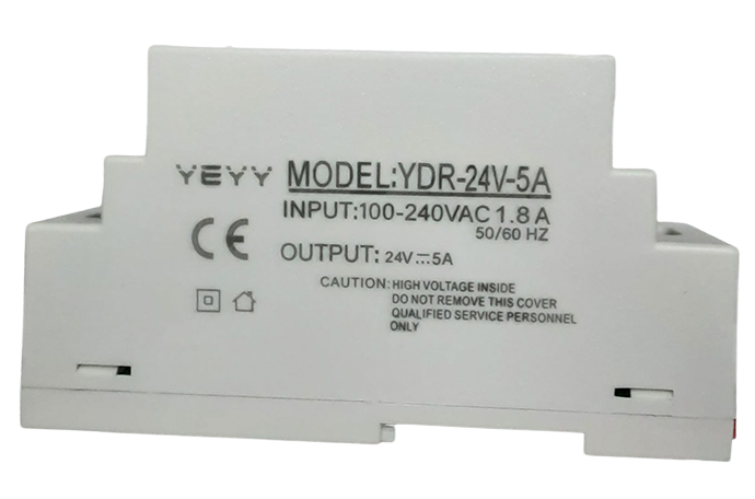แหล่งจ่ายไฟ 24V 5A YDR-24V-5A Din Rail switching power supply with overcurrent overvoltage short circuit protection